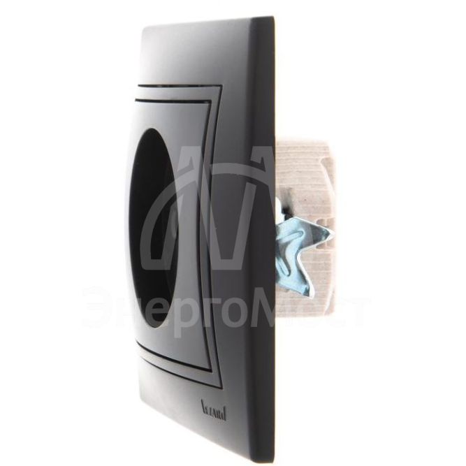 Розетка 1-м СП Мира 16А IP20 без заземл. керам. черн. бархат со вставкой LEZARD 701-4242-121