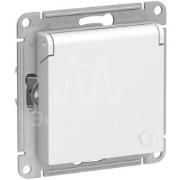 Механизм розетки 1-м СП AtlasDesign 16А IP20 с заземл. защ. шторки с крышкой бел. SchE ATN000146