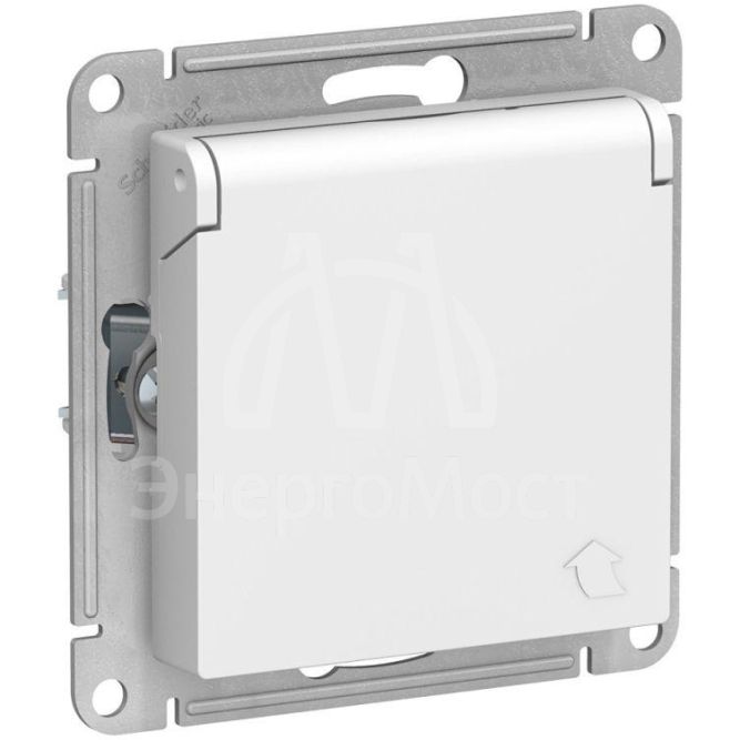 Механизм розетки 1-м СП AtlasDesign 16А IP20 с заземл. защ. шторки с крышкой бел. SchE ATN000146