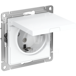 Механизм розетки 1-м СП AtlasDesign 16А IP20 с заземл. защ. шторки с крышкой бел. SchE ATN000146