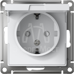 Механизм розетки 1-м СП AtlasDesign 16А IP20 с заземл. защ. шторки с крышкой бел. SchE ATN000146