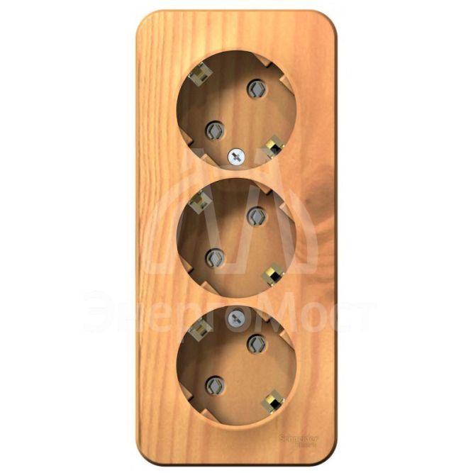 Розетка 3-м ОП BLANCA 16А 250В без шторок с заземл. изол. пласт. ясень SchE BLNRA010315