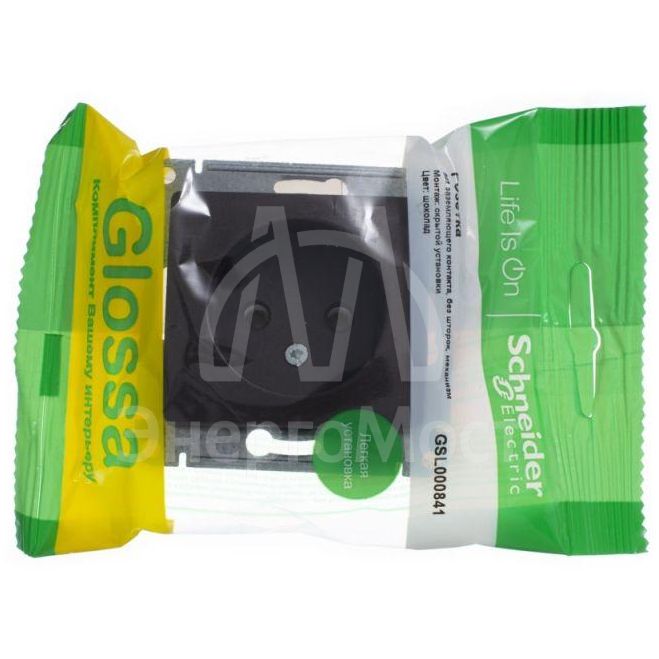 Механизм розетки 1-м СП Glossa 16А IP20 без заземл. шоколад SchE GSL000841