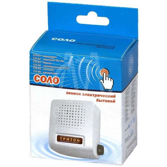Звонок проводной Соло трель регул. громкости 220В 80-90дБА бел. Тритон СЛ-03Р