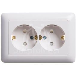 Розетка 2-м СП Хит 16А защ. шторки с заземл. бел. SchE RS16-231-B
