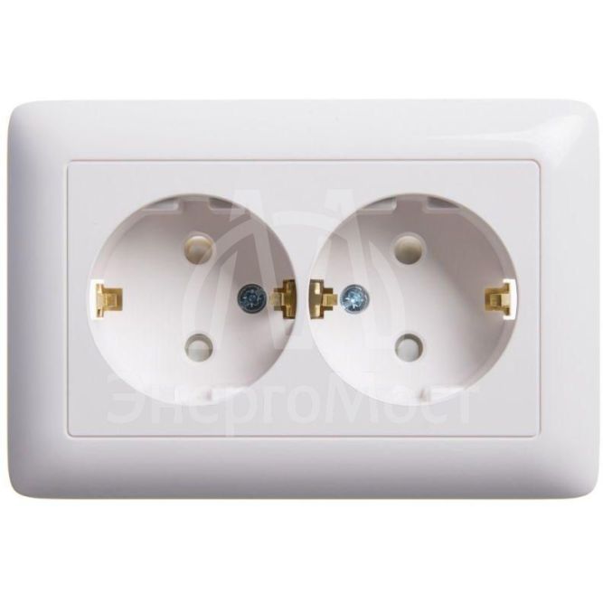 Розетка 2-м СП Хит 16А защ. шторки с заземл. бел. SchE RS16-231-B