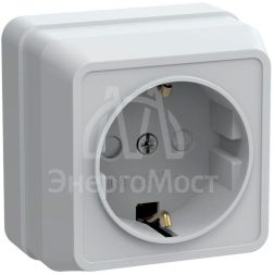 Розетка 1-м ОП Октава 16А РСш20-3-ОБ защ. шторки с заземл. IP20 бел. IEK ERO14-K01-16-DC