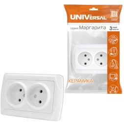 Розетка 2-м СП Маргарита 16А IP20 бел. Universal М0102