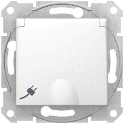 Механизм розетки 1-м СП Sedna с защ. крышкой защ. шторки с заземл. бел. SchE SDN3100121