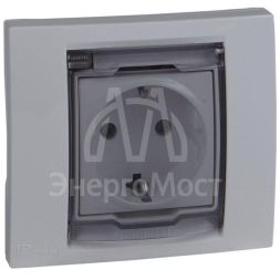 Розетка 1-м СП Unica с защ. крышкой защ. шторки с заземл. IP44 бел. SchE MGU61.037.18