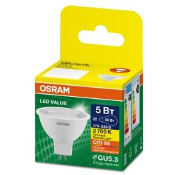 Лампа светодиодная LED G4 Value LVMR1650 5W/927 CRI95 5Вт 2700К 500лм рефлектор прозр. GU5.3 170-250В OSRAM 4630557648095