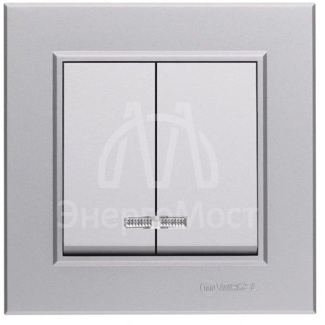 Выключатель 2-кл. СП Karea 10А IP20 сереб. с подсветкой Makel 56065023