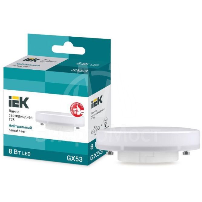 Лампа светодиодная ECO T75 таблетка 8Вт 230В 4000К GX53 IEK LLE-T80-8-230-40-GX53