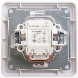 Выключатель 2-кл. СП W59 10А IP20 10AX с подсветкой в сборе бел. SchE VS510-251-18