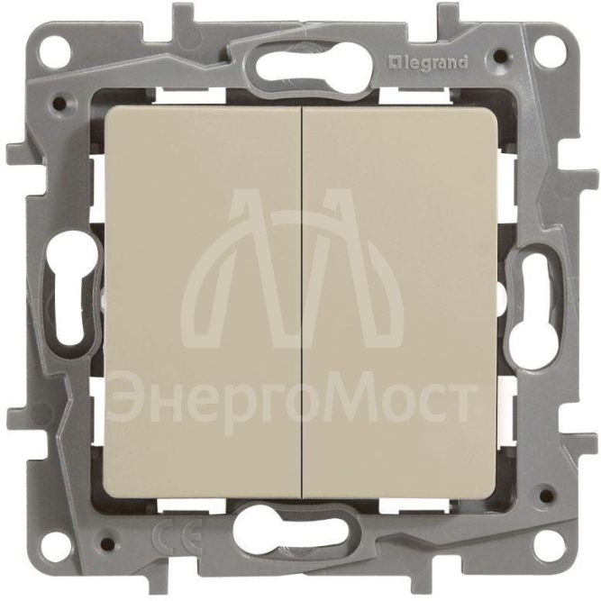 Механизм переключателя 2-кл. СП Etika Plus 10А IP20 250В 10AX безвинт. зажимы сл. кость Leg 672312