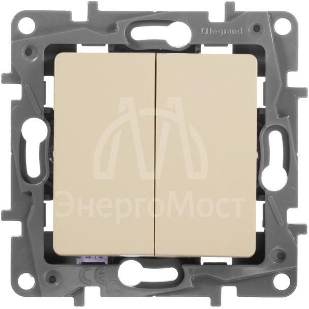 Механизм переключателя 2-кл. СП Etika Plus 10А IP20 250В 10AX безвинт. зажимы сл. кость Leg 672312