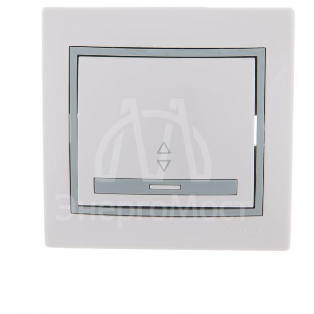 Выключатель проходной 1-кл. СП Мира 10А с сер. вставкой бел. LEZARD 701-0215-105