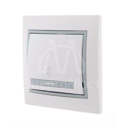 Выключатель проходной 1-кл. СП Мира 10А с сер. вставкой бел. LEZARD 701-0215-105