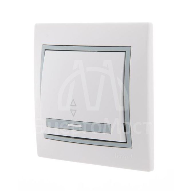 Выключатель проходной 1-кл. СП Мира 10А с сер. вставкой бел. LEZARD 701-0215-105