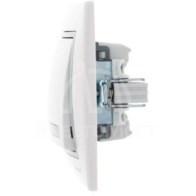 Выключатель проходной 1-кл. СП Мира 10А с сер. вставкой бел. LEZARD 701-0215-105