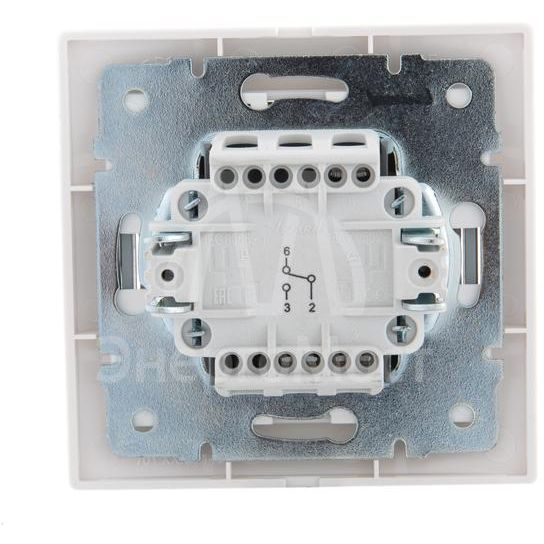 Выключатель проходной 1-кл. СП Мира 10А с сер. вставкой бел. LEZARD 701-0215-105