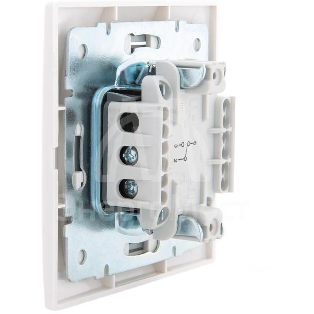 Выключатель проходной 1-кл. СП Мира 10А с сер. вставкой бел. LEZARD 701-0215-105