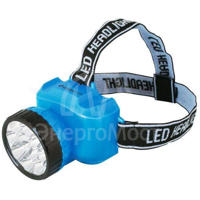 Фонарь налобный аккумуляторный LED 5361 (220В 12LED 2 режима; голуб.) Ultraflash 12420
