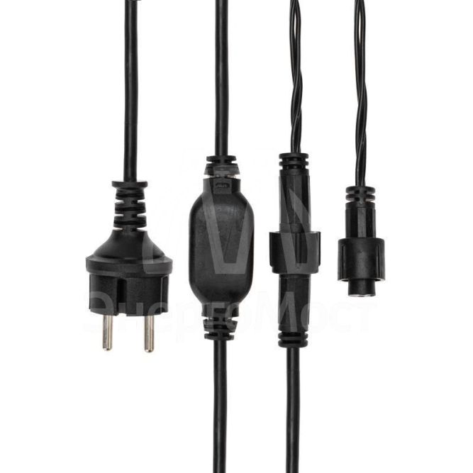 Гирлянда &amp;quot;Айсикл&amp;quot; (бахрома) 4.0х0.6м 128LED тепл. бел. 8Вт 220В IP54 провод черн. каучук Neon-Night 255-226