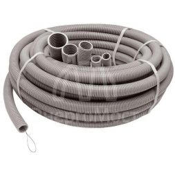 Труба гофрированная ПВХ d25мм с протяжкой сер. (50м) Ruvinil 12501