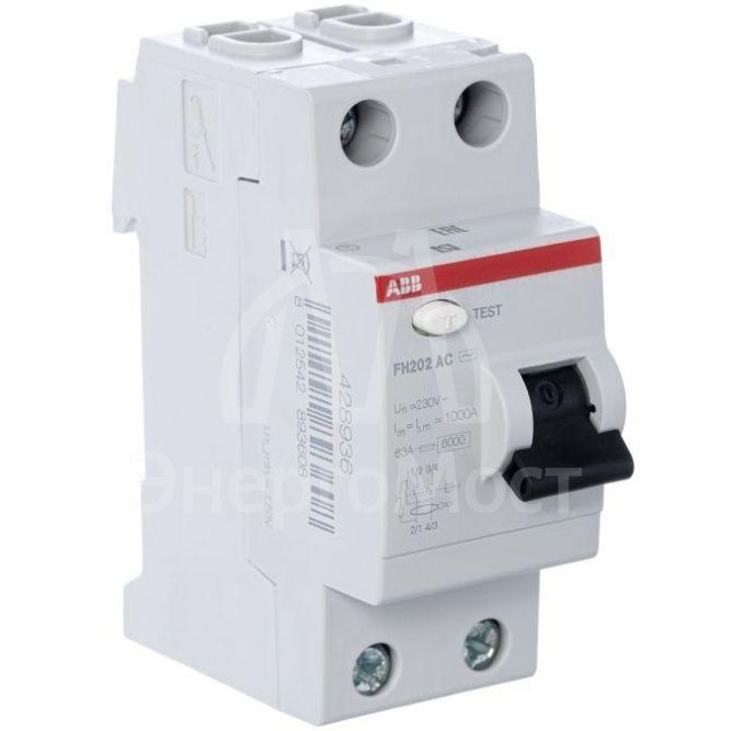 Выключатель дифференциального тока (УЗО) 2п 63А 30мА тип AC FH202 ABB 2CSF202004R1630