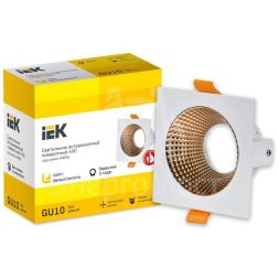 Светильник 4110 встраиваемый поворотный GU10 бел./золото пласт. IEK LT-UVB0-4110-GU10-1-K22