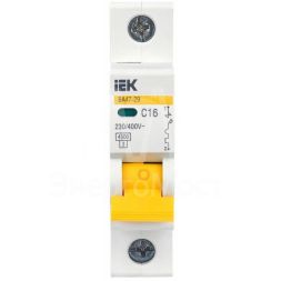 Выключатель автоматический модульный 1п C 16А 4.5кА ВА47-29 IEK MVA20-1-016-C