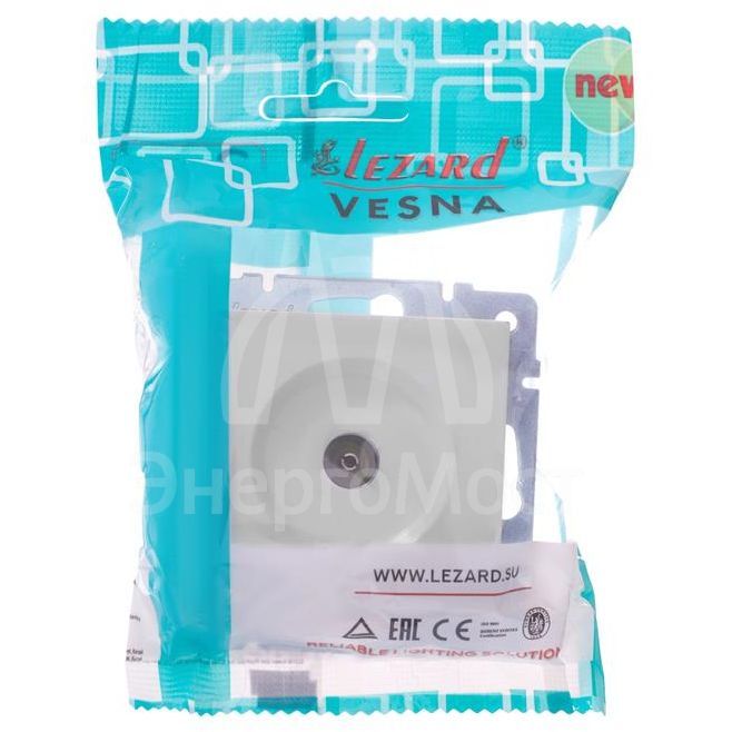 Розетка телевизионная оконечная TV 1-м СП Vesna механизм бел. LEZARD 742-0288-130