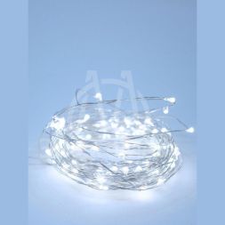 Гирлянда светодиодная &amp;quot;Серебряные нити&amp;quot; 10м 100LED в виде капель работает от 220В с трансформатором Космос KOCNL-EL150_silver