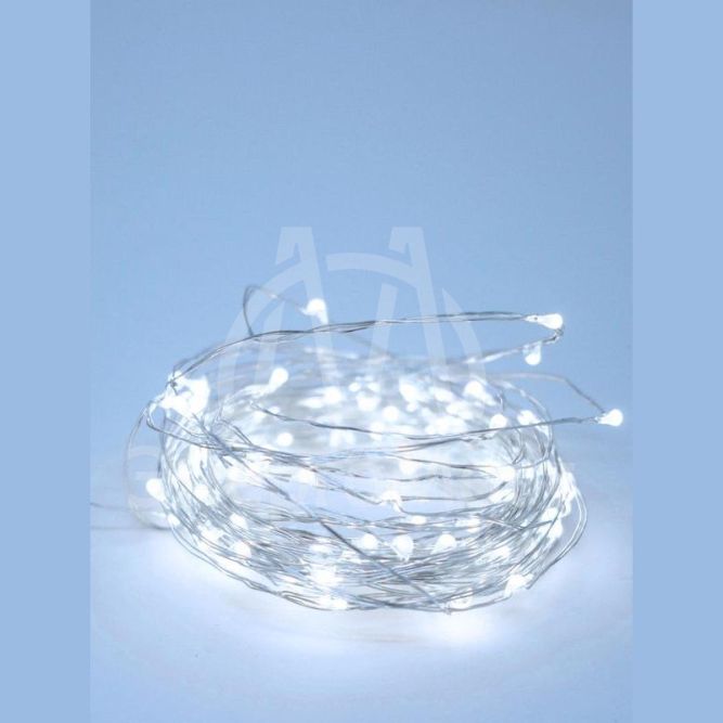 Гирлянда светодиодная &amp;quot;Серебряные нити&amp;quot; 10м 100LED в виде капель работает от 220В с трансформатором Космос KOCNL-EL150_silver
