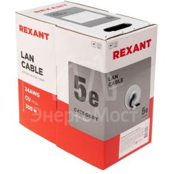 Кабель витая пара U/UTP кат.5E 4х2х24AWG solid CU PE Outdoor черн. (м) Rexant 01-0045