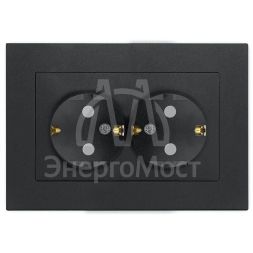 Розетка 2-м СП Афина 16А IP20 с заземл. защ. шторки в сборе графит Universal A0050-Gr