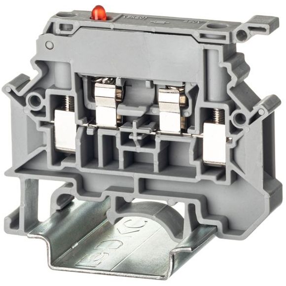 Клемма для предохранителя винтовой зажим 2 точки подключения индикация 250В 4кв.мм сер. DKC TUR-4-HESILED250