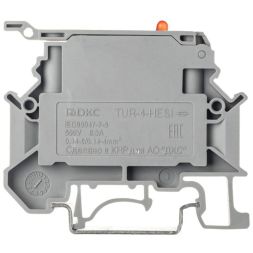 Клемма для предохранителя винтовой зажим 2 точки подключения индикация 250В 4кв.мм сер. DKC TUR-4-HESILED250