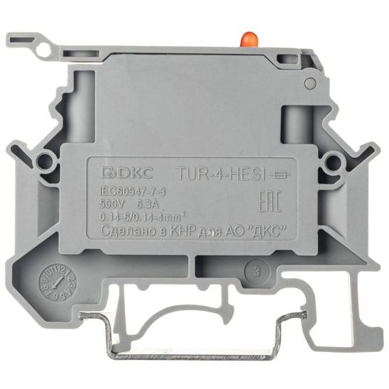 Клемма для предохранителя винтовой зажим 2 точки подключения индикация 250В 4кв.мм сер. DKC TUR-4-HESILED250