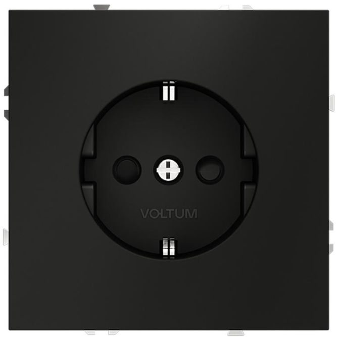 Розетка 1-м СП S70 16А с заземл. защ. шторки механизм черн. матов. Voltum VLS040208