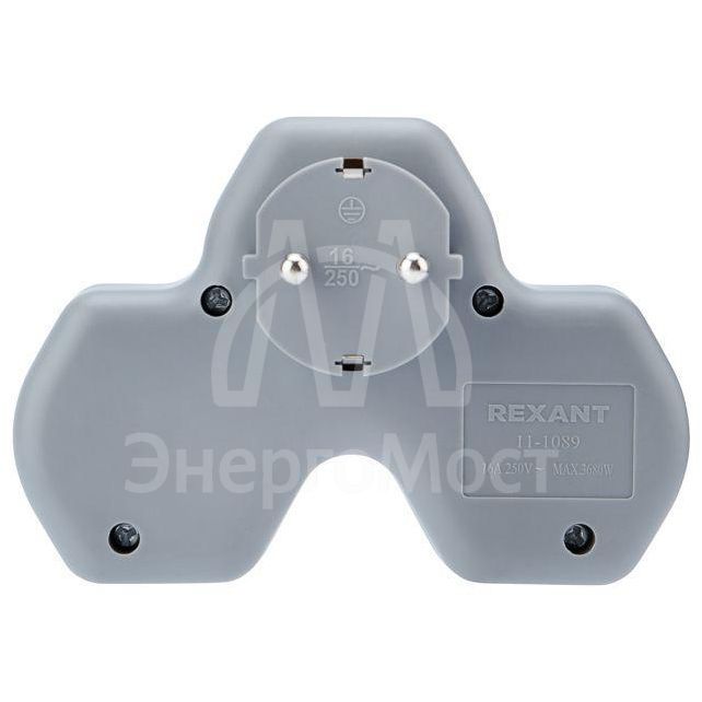 Двойник электрический 16А с заземл. и защ. шторки + 2 USB порта 24А бел. Rexant 11-1089