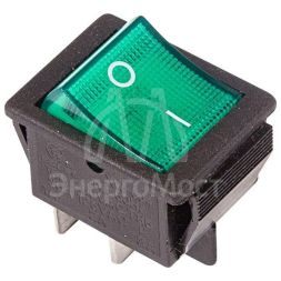Выключатель клавишный 250В 16А (4с) ON-OFF с подсветкой зел. (RWB-502; SC-767; IRS-201-1) Rexant 36-2332