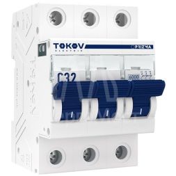 Выключатель автоматический модульный 3П 32А 6кА х-ка C TOKOV Electric TKE-PZ60-MCBI-3-32-C