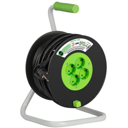 Удлинитель на пластик. катушке 4х40м с заземл. KAT-3x1.5-40m Greenline ПВС 3х1.5 Эра Б0065132