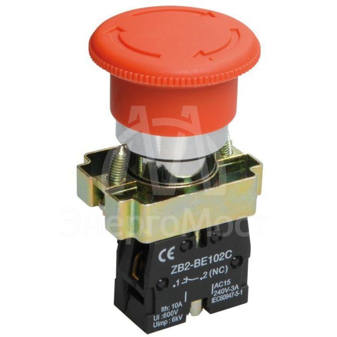 Кнопка управления &amp;quot;Грибок&amp;quot; LAY5-BS542 1НЗ аварийная с фиксацией красн. KARAT IEK BBG90-BS-K04