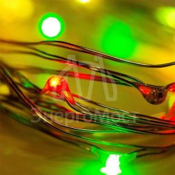 Гирлянда &amp;quot;Роса&amp;quot; 2м 20 LED мультиколор тонкий батарейный блок Neon-Night 303-009-1