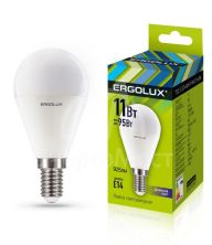 Лампа светодиодная LED-G45-11W-E14-6K Шар 11Вт E14 6500К 172-265В Ergolux 13629