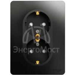 Розетка 2-м Glossa 16А защ. шторки в сборе с заземл. антрацит SchE GSL000726