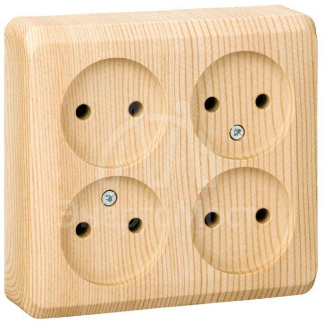 Розетка 4-м ОП Этюд 16А IP20 без заземл. сосна SchE PA16-205D